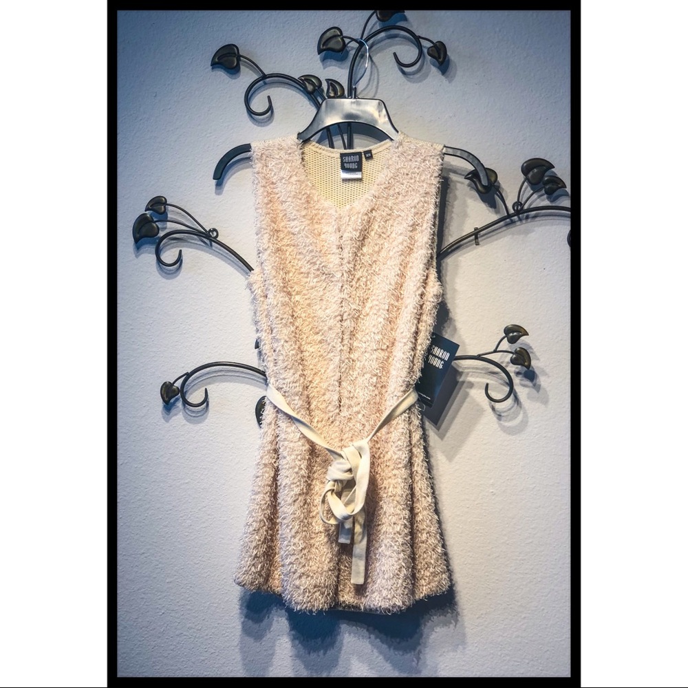 Sharon Young Sleeveless Belted Sweater Sz XS